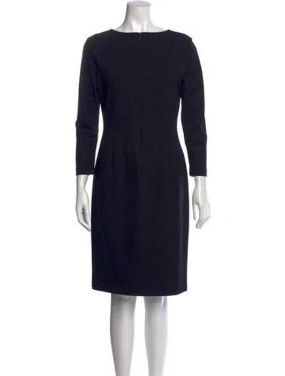 Pre-owned Escada Bateau Neckline Knee-length Dress In Black