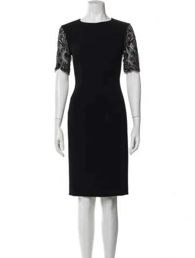 Pre-owned Escada Bateau Neckline Knee-length Dress In Black