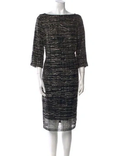 Pre-owned Escada Bateau Neckline Knee-length Dress In Black