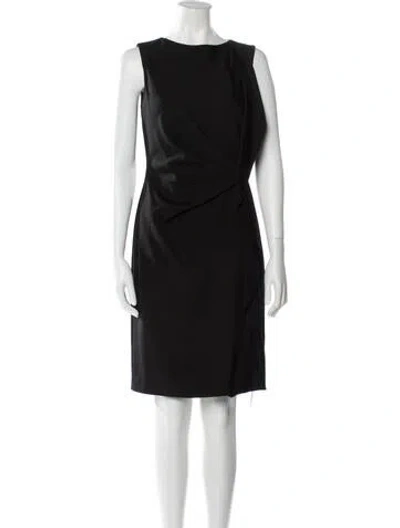 Pre-owned Escada Bateau Neckline Knee-length Dress In Black