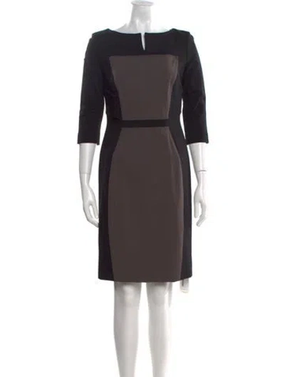 Pre-owned Escada Bateau Neckline Knee-length Dress In Black