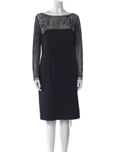Pre-owned Escada Bateau Neckline Knee-length Dress In Black