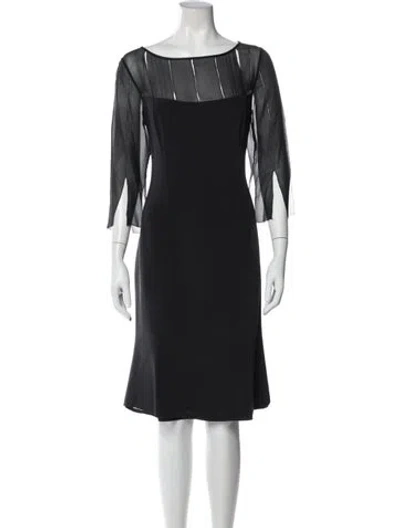 Pre-owned Escada Bateau Neckline Knee-length Dress In Black
