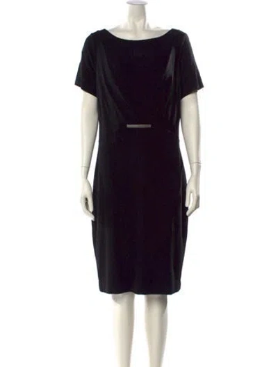 Pre-owned Escada Bateau Neckline Knee-length Dress In Black