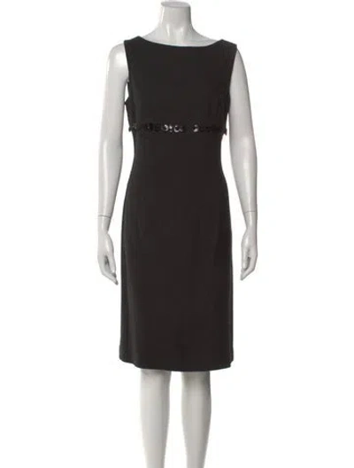 Pre-owned Escada Bateau Neckline Knee-length Dress In Black