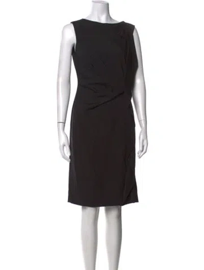 Pre-owned Escada Bateau Neckline Knee-length Dress In Black