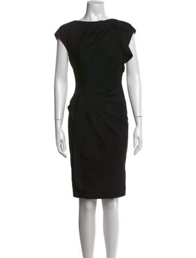 Pre-owned Escada Bateau Neckline Knee-length Dress In Black