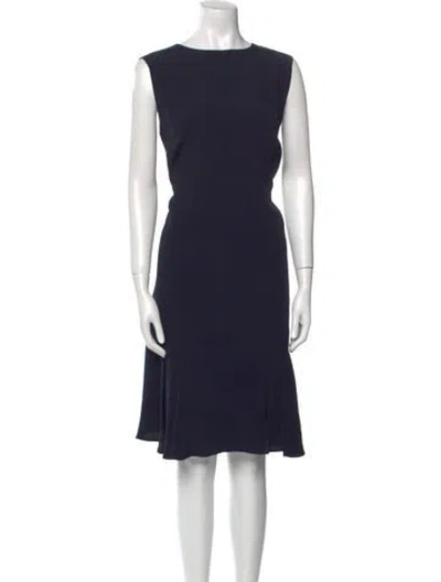 Pre-owned Escada Bateau Neckline Knee-length Dress In Blue