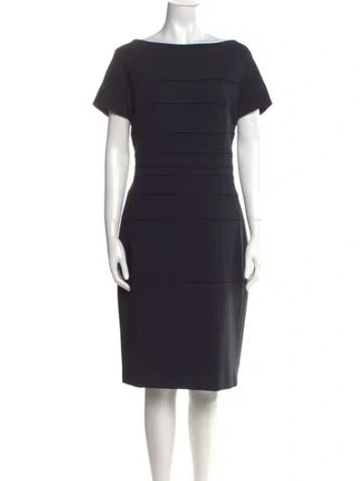 Pre-owned Escada Bateau Neckline Knee-length Dress In Blue