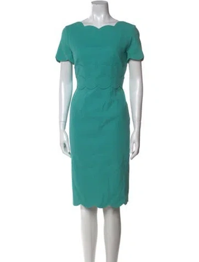 Pre-owned Escada Bateau Neckline Knee-length Dress In Blue
