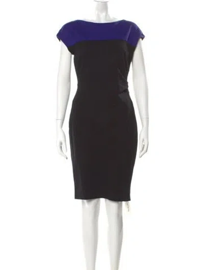 Pre-owned Escada Bateau Neckline Knee-length Dress In Blue