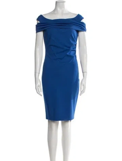 Pre-owned Escada Bateau Neckline Knee-length Dress In Blue