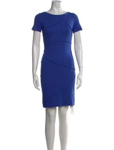 Pre-owned Escada Bateau Neckline Knee-length Dress In Blue