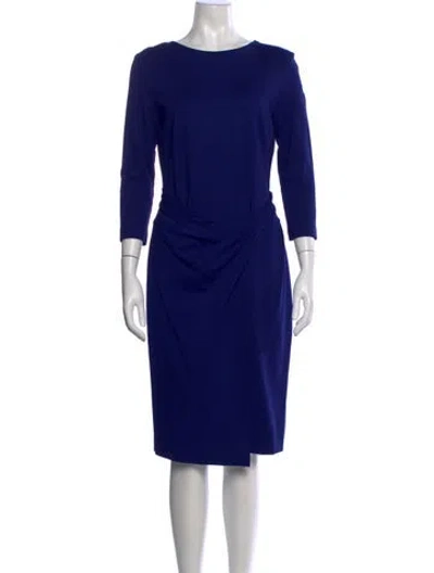 Pre-owned Escada Bateau Neckline Knee-length Dress In Blue