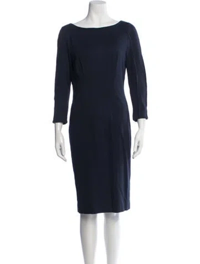 Pre-owned Escada Bateau Neckline Knee-length Dress In Blue