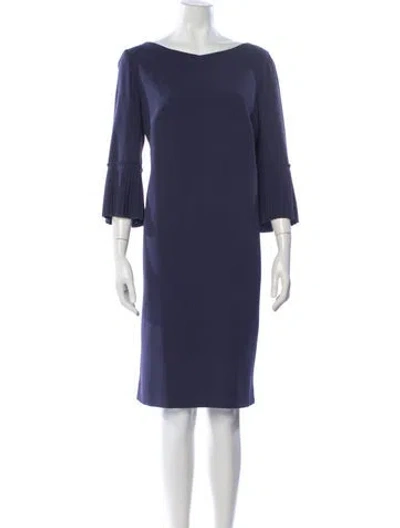 Pre-owned Escada Bateau Neckline Knee-length Dress In Blue