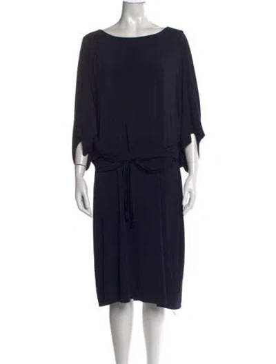 Pre-owned Escada Bateau Neckline Knee-length Dress In Blue