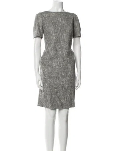 Pre-owned Escada Bateau Neckline Knee-length Dress In Gray