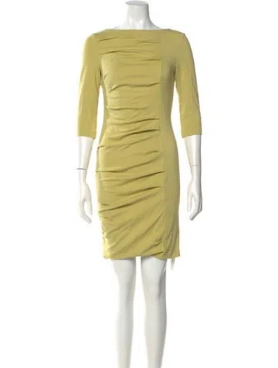 Pre-owned Escada Bateau Neckline Knee-length Dress In Green