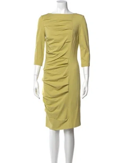 Pre-owned Escada Bateau Neckline Knee-length Dress In Green