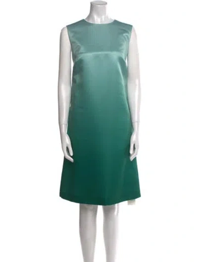 Pre-owned Escada Bateau Neckline Knee-length Dress In Green
