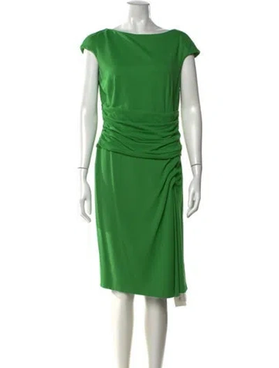Pre-owned Escada Bateau Neckline Knee-length Dress In Green