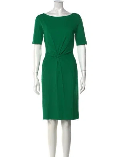 Pre-owned Escada Bateau Neckline Knee-length Dress In Green