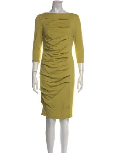 Pre-owned Escada Bateau Neckline Knee-length Dress In Green