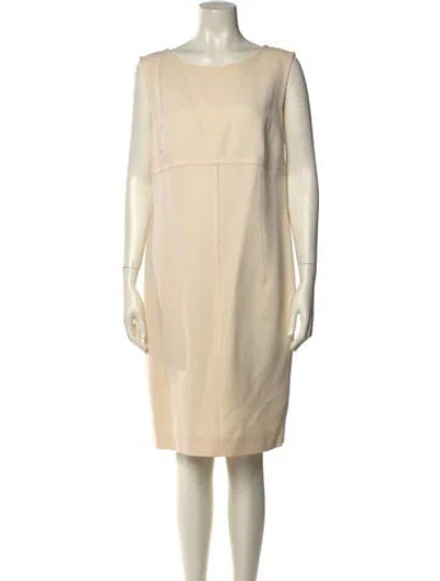 Pre-owned Escada Bateau Neckline Knee-length Dress In Neutral