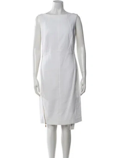 Pre-owned Escada Bateau Neckline Knee-length Dress In Neutrals