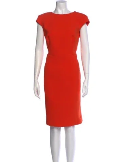 Pre-owned Escada Bateau Neckline Knee-length Dress In Orange