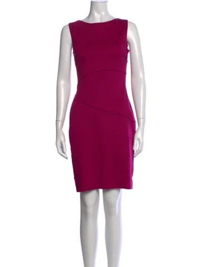 Pre-owned Escada Bateau Neckline Knee-length Dress In Pink