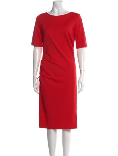 Pre-owned Escada Bateau Neckline Knee-length Dress In Red