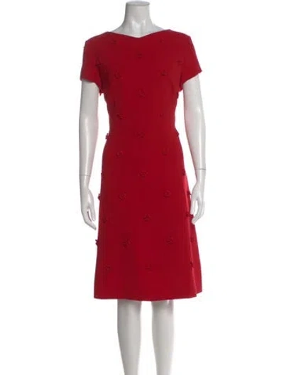 Pre-owned Escada Bateau Neckline Knee-length Dress In Red