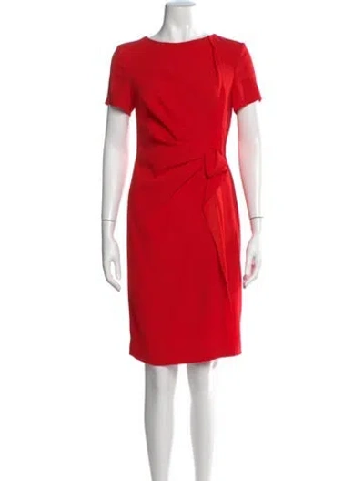 Pre-owned Escada Bateau Neckline Knee-length Dress In Red