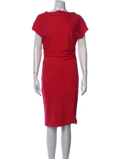 Pre-owned Escada Bateau Neckline Knee-length Dress In Red