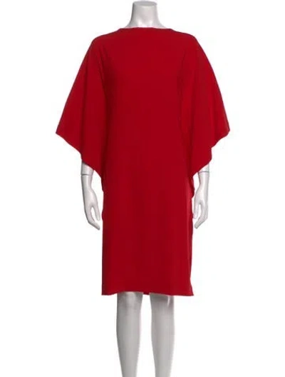 Pre-owned Escada Bateau Neckline Knee-length Dress In Red