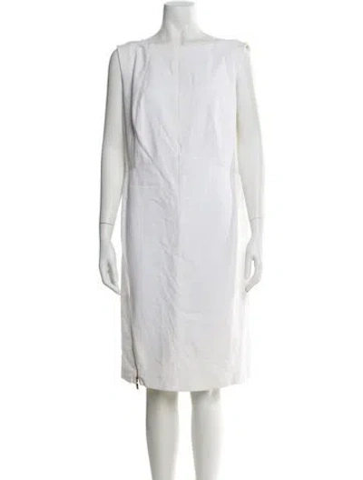 Pre-owned Escada Bateau Neckline Knee-length Dress In White