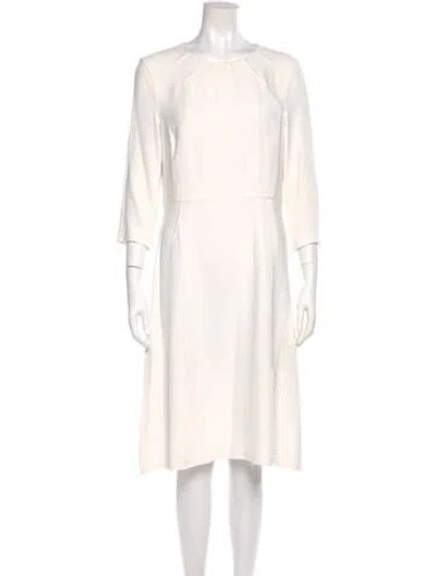 Pre-owned Escada Bateau Neckline Knee-length Dress In White