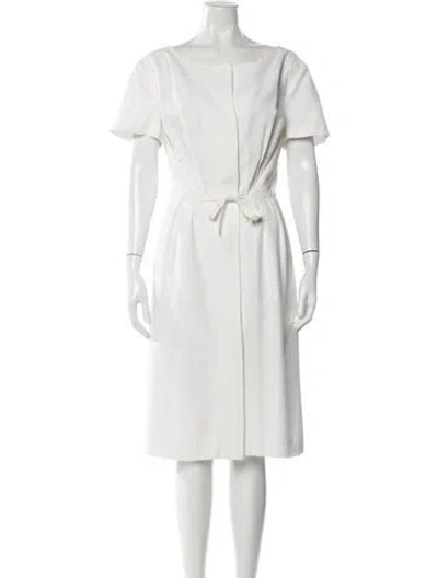 Pre-owned Escada Bateau Neckline Knee-length Dress In White