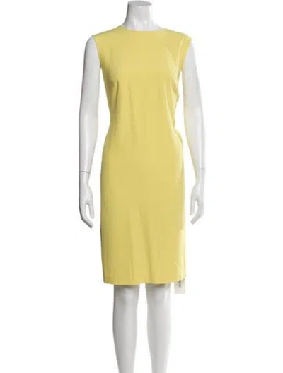 Pre-owned Escada Bateau Neckline Knee-length Dress In Yellow