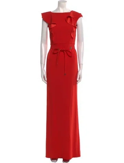 Pre-owned Escada Bateau Neckline Long Dress In Multi