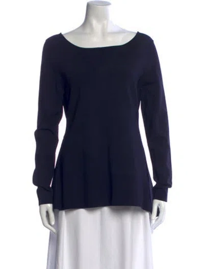Pre-owned Escada Bateau Neckline Long Sleeve Top In Blue