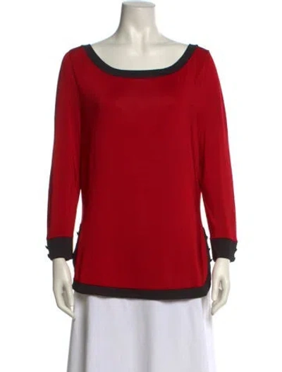 Pre-owned Escada Bateau Neckline Long Sleeve Top In Red