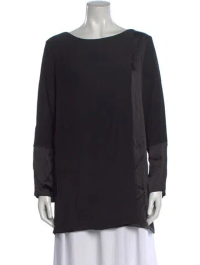 Pre-owned Escada Bateau Neckline Long Sleeve Top W/ Tags In Black