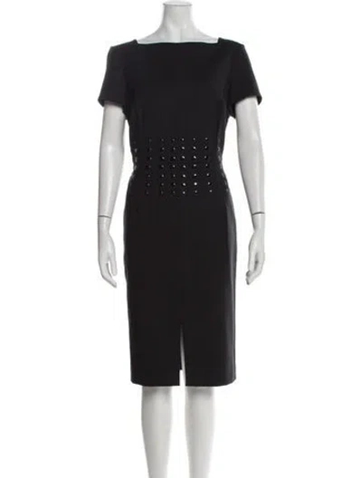 Pre-owned Escada Bateau Neckline Midi Length Dress In Black