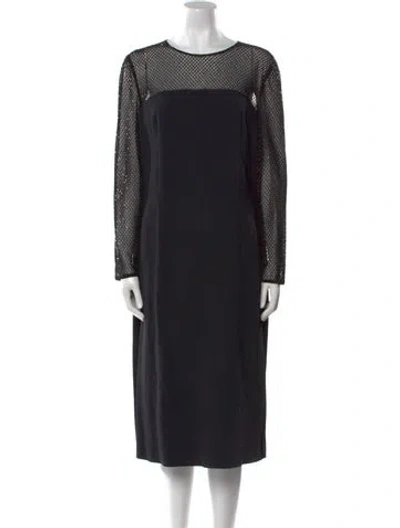 Pre-owned Escada Bateau Neckline Midi Length Dress In Black