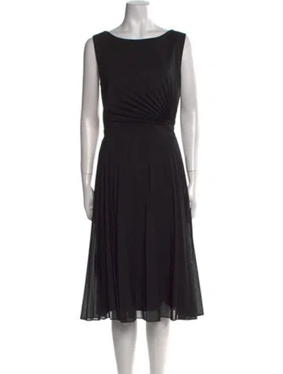 Pre-owned Escada Bateau Neckline Midi Length Dress In Black