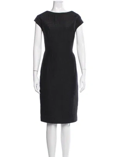 Pre-owned Escada Bateau Neckline Midi Length Dress In Black