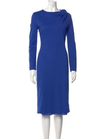 Pre-owned Escada Bateau Neckline Midi Length Dress In Blue